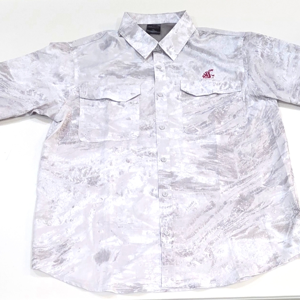 WASHINGTON STATE COUGARS|Colosseum Real Tree Camo Fishing Shirt|Men's XL|New